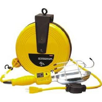 25Ft  Retractable Cord Reel W/Trouble Light UL