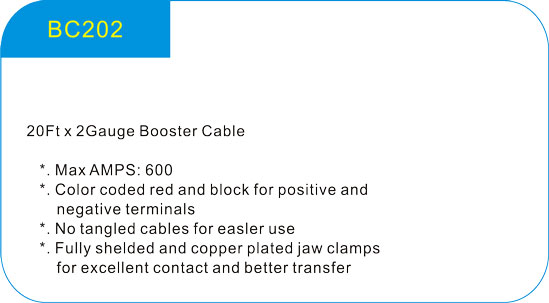 20Ft x 4Gauge Booster Cable