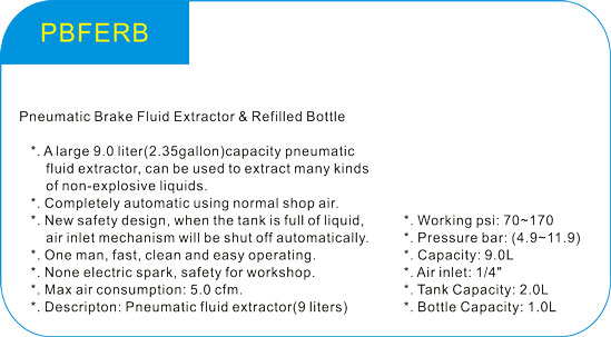 Pneumatic Brake Fluid Extractor&Refilled Bottle