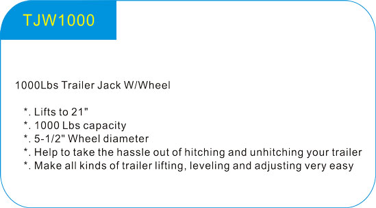 1000Lbs Trailer Jack W/Wheel