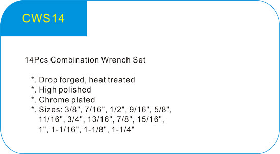  14Pcs Combination Wrench Set  