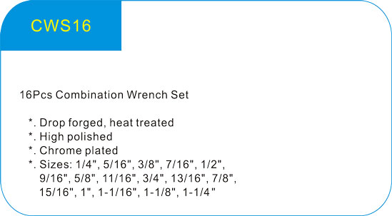  16Pcs Combination Wrench Set 