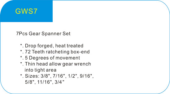  7Pcs Gear Spanner Set 