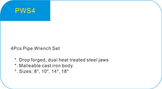  4Pcs Pipe Wrench Set 