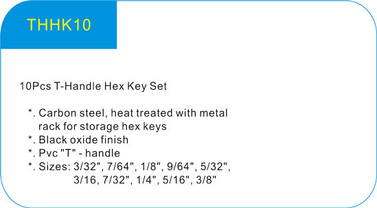  10Pcs T-Handle Hex Key Set 