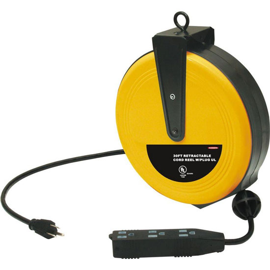 30Ft Retractable Cord Reel W/Plug UL